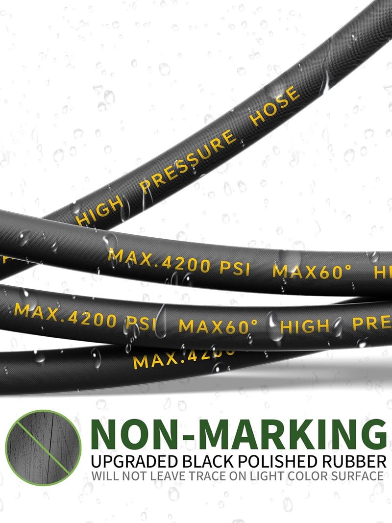 TechSweepPro 4200PSI Pressure Washer Hose 75FT with 3/8" Swivel Quick Connect for Cold/Hot Water, Kink Resistant Steel Wire Braided,1/4" Wear Resistant Power Washer Hose with 2 M22 14mm Adapter Set - Image 5